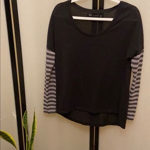 John Eshaya | Striped Sleeves Long Sleeve Top